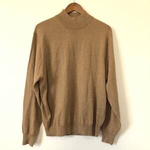 Jos A Bank Merino Wool Mock Neck Sweater Brown Quiet Luxury Minimalist Mens M